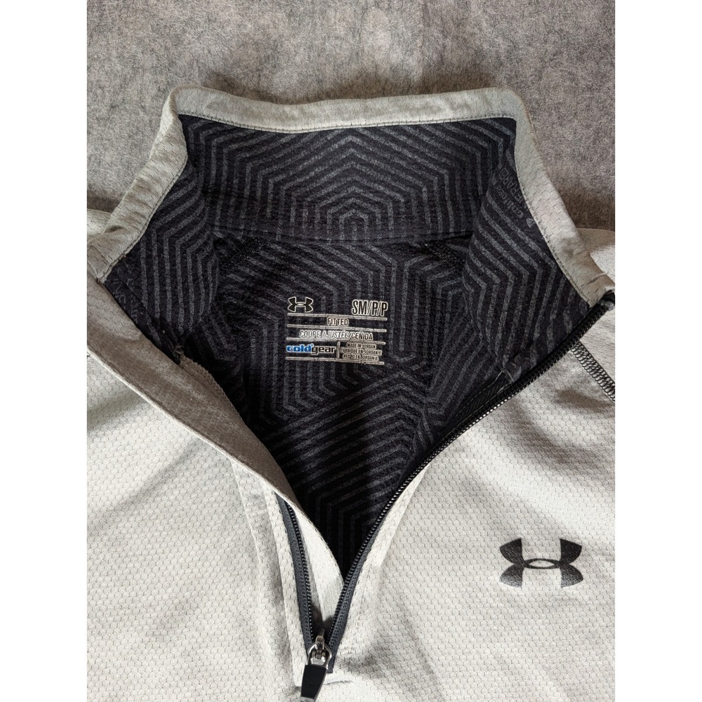 Under Armour ColdGear Mens Gray Textured 1/4 Zip Fitted Training Pullover SM - Picture 6 of 9